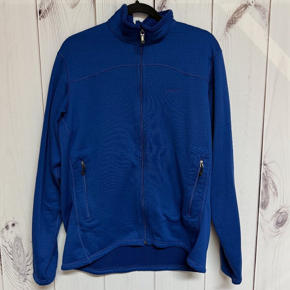 Patagonia Men's R1 Full Zip Fleece Large Blue Polartec EUC